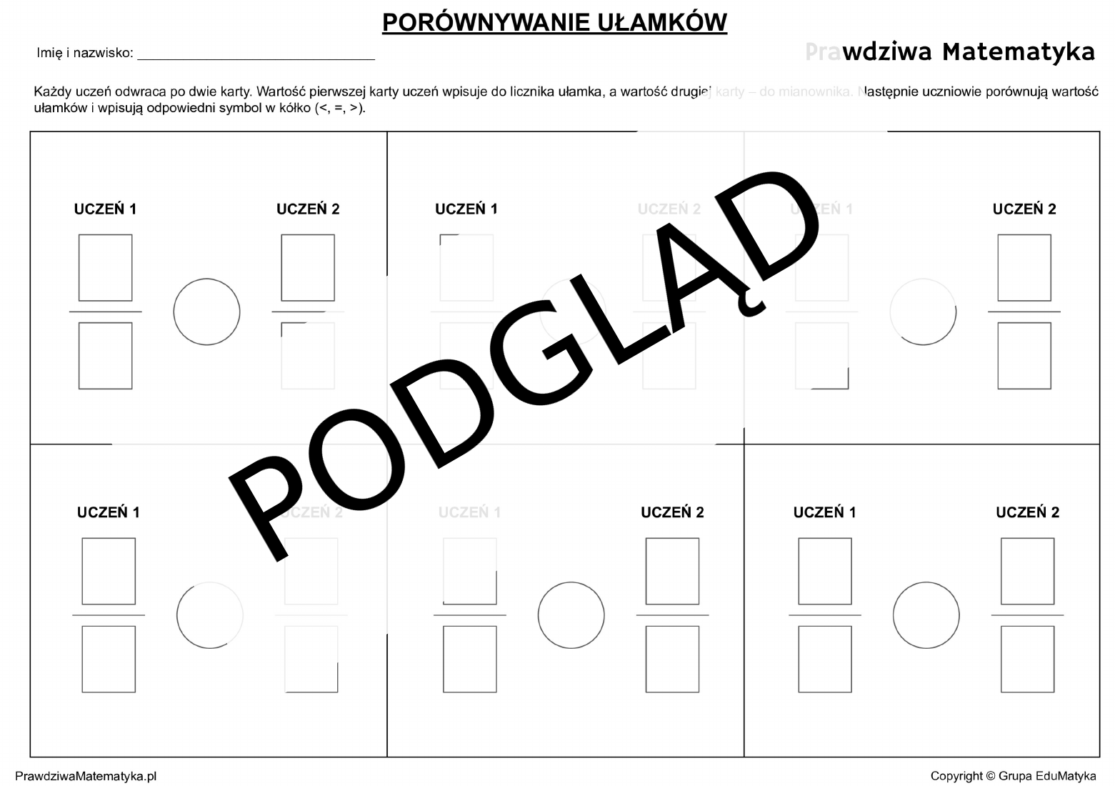 Ćwiczenia z kartami do gry - ułamki zwykłe i dziesiętne - obrazek 3
