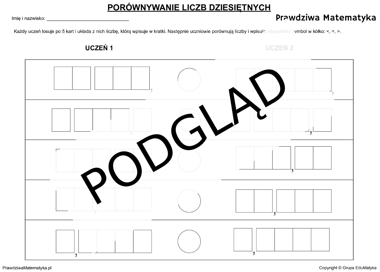 Ćwiczenia z kartami do gry - ułamki zwykłe i dziesiętne - obrazek 2