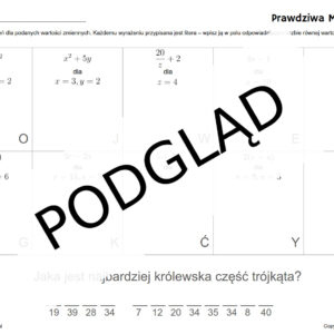 Obliczanie wartości wyrażeń algebraicznych - karta pracy z szyfrem