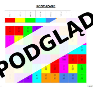 Kolorowanka z ułamkami równoważnymi