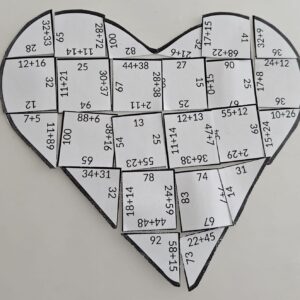 Walentynki matematyka karty pracy puzzle serce