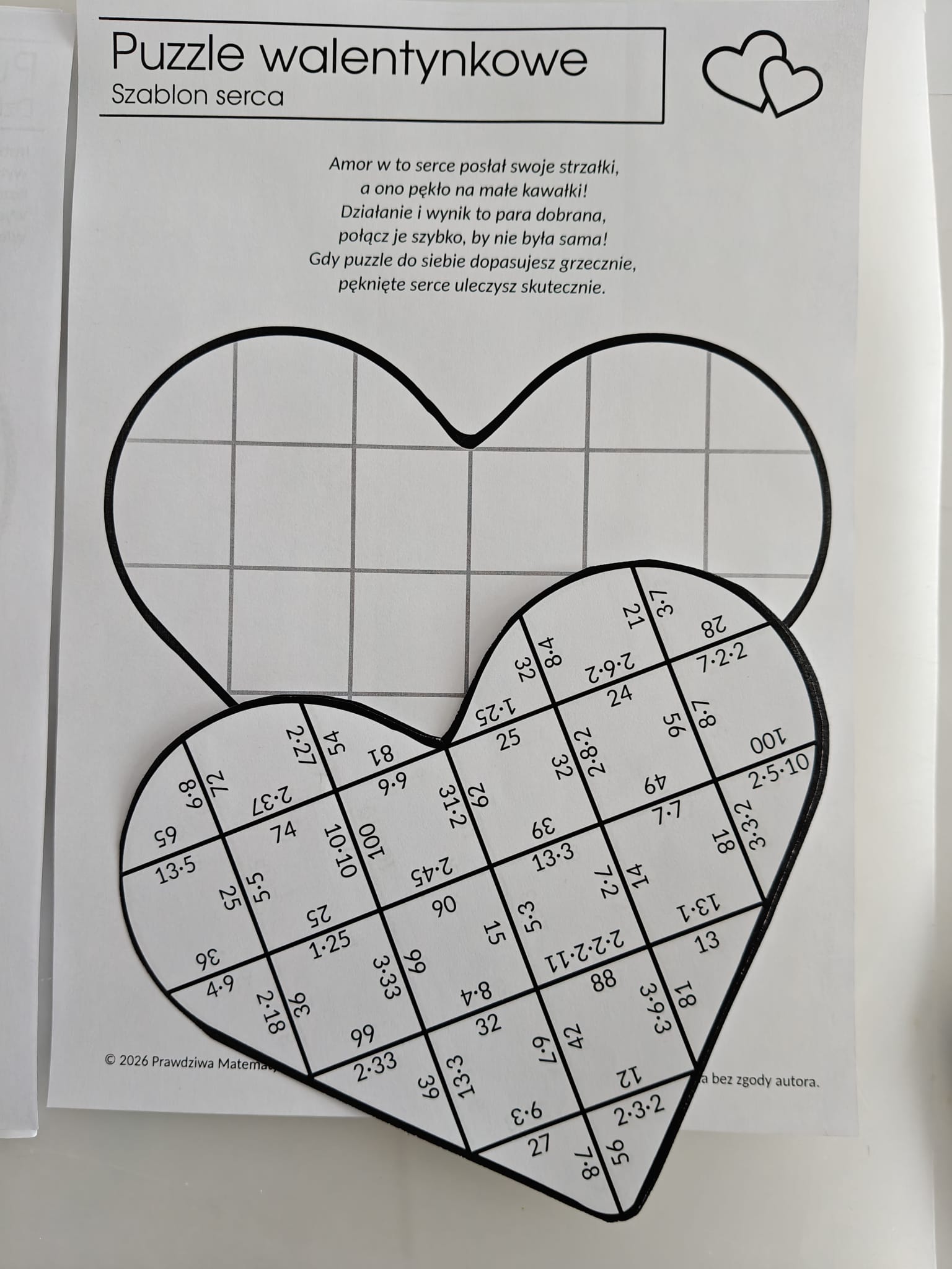 Matematyczne puzzle walentynkowe - 4 działania - obrazek 4