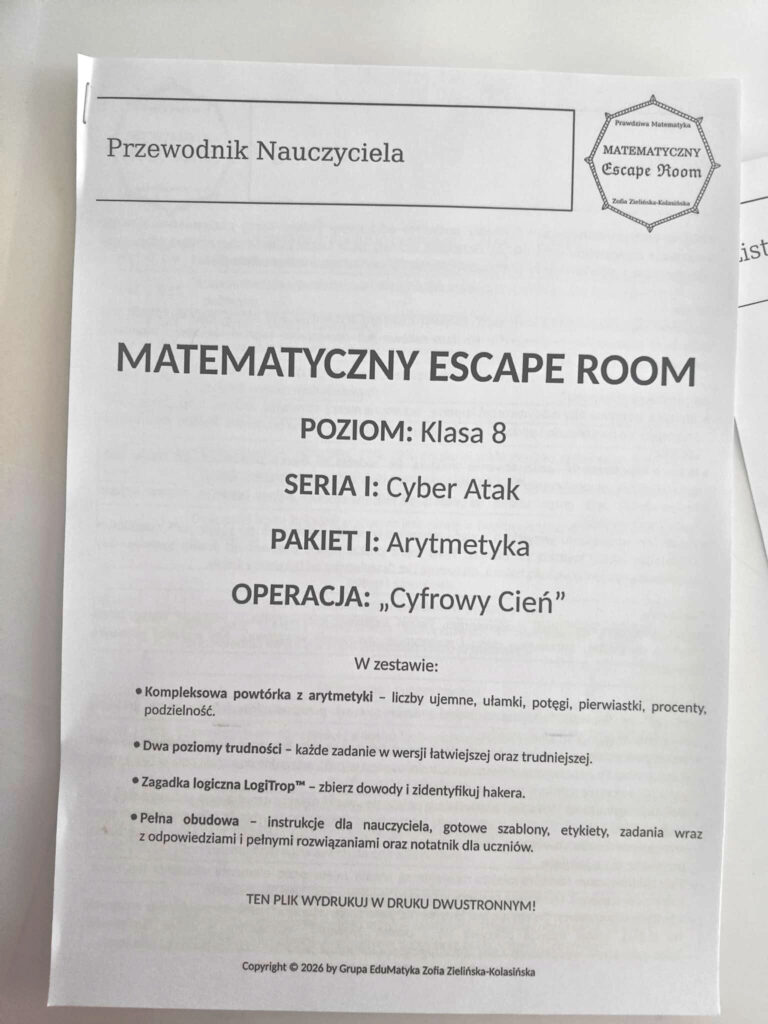 egzamin ósmoklasisty matematyka escape room