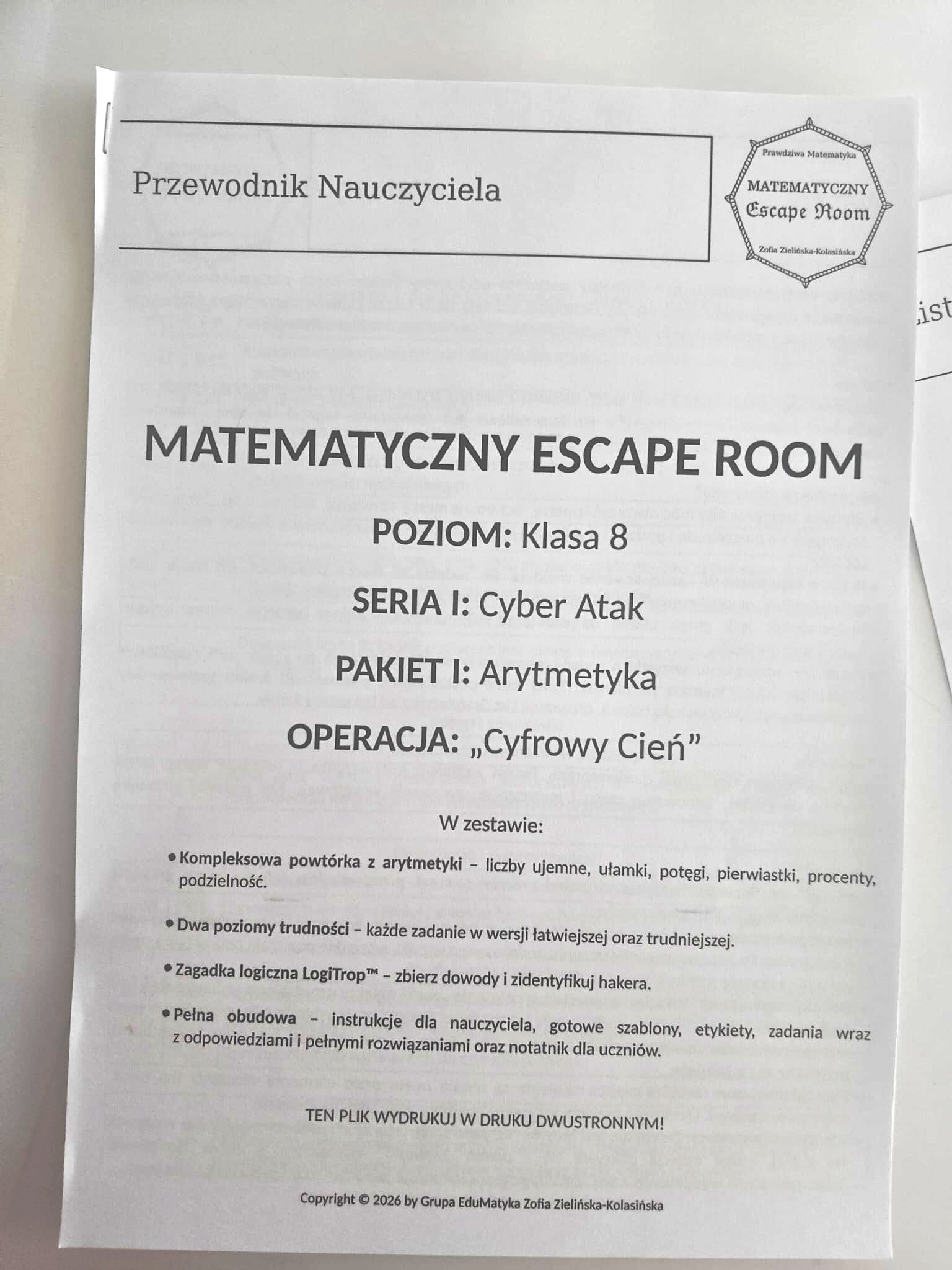 egzamin ósmoklasisty matematyka escape room
