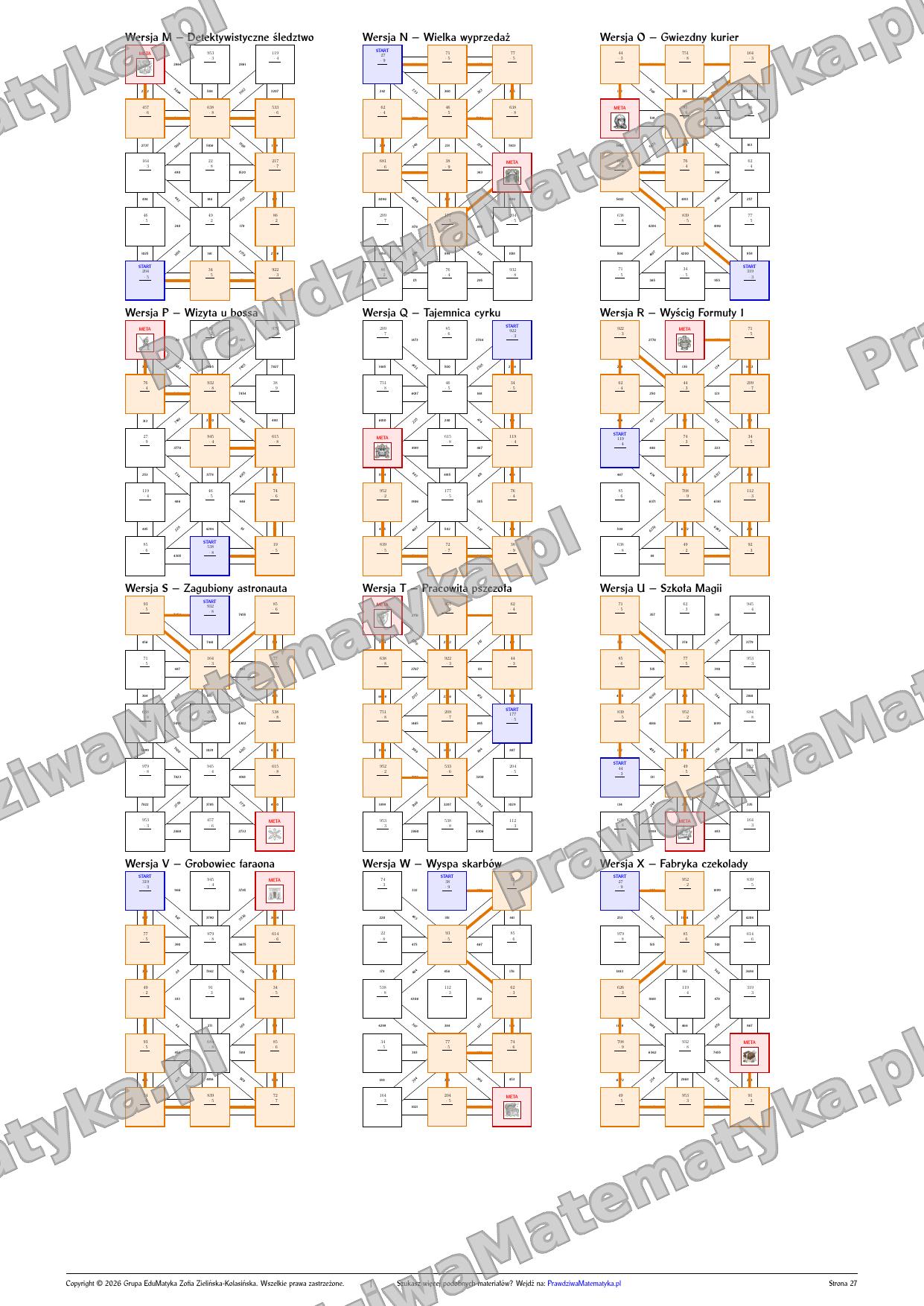 Labirynty matematyczne - Mnożenie przez liczbę jednocyfrową w zapisie pionowym - obrazek 2