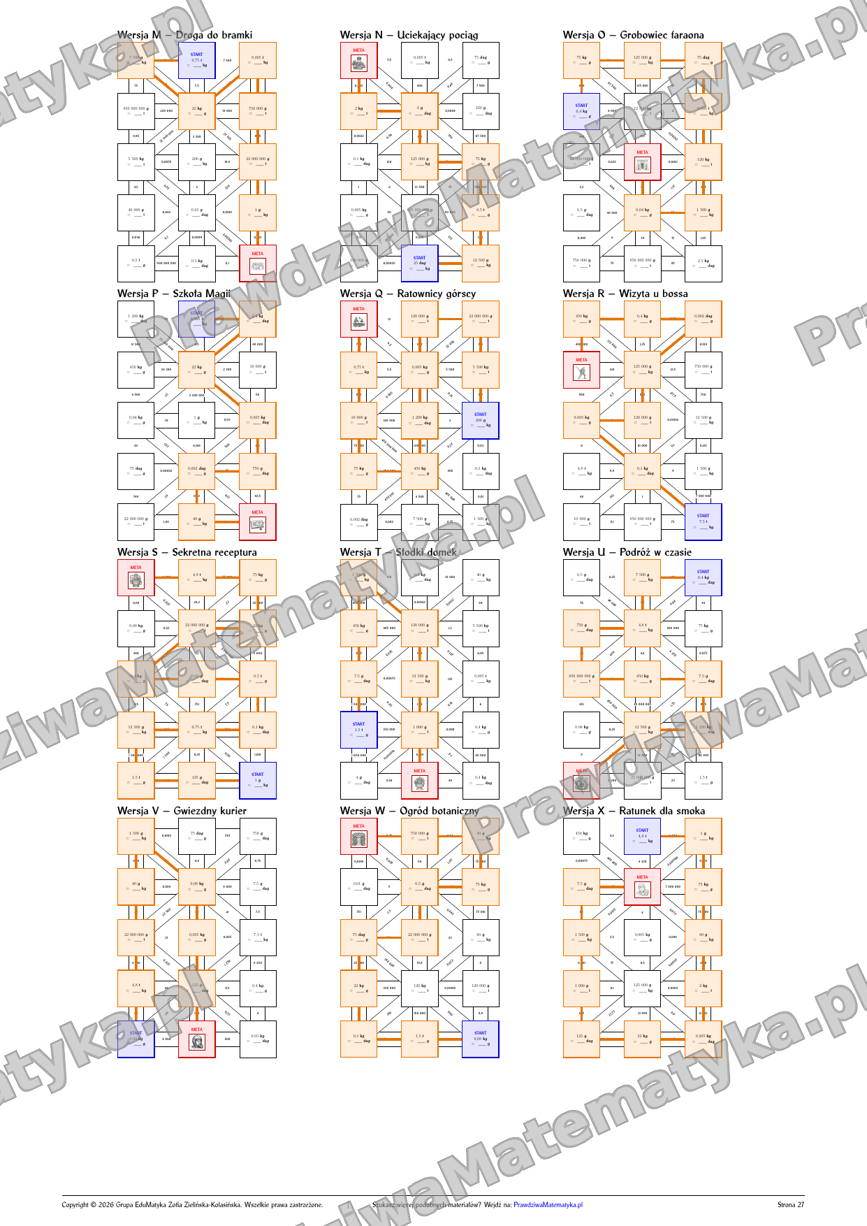 Labirynty matematyczne - Przeliczanie jednostek masy (klasy 5+) - obrazek 2