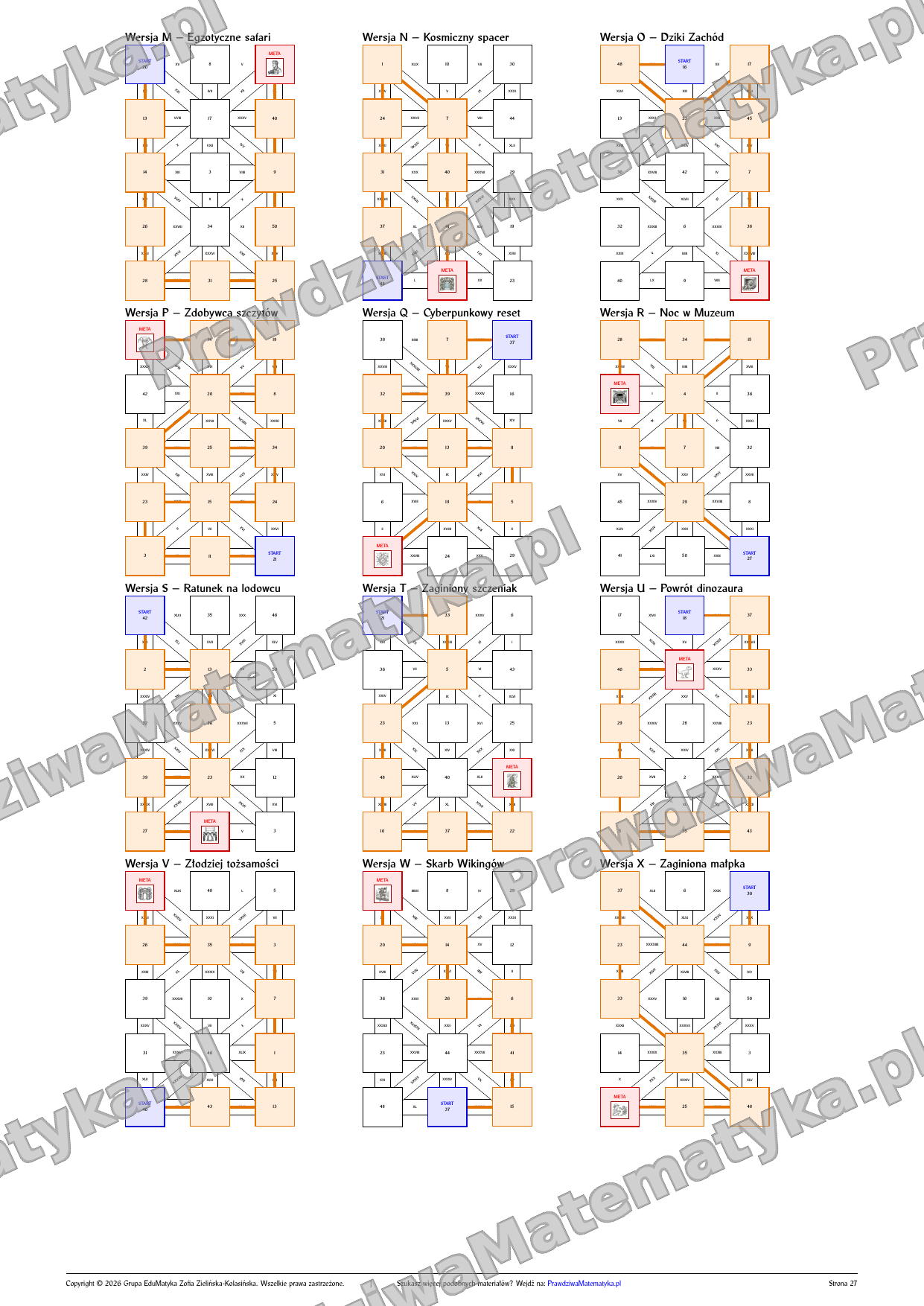 Labirynty matematyczne - Liczby rzymskie w zakresie 50 (A→RZ) - obrazek 3