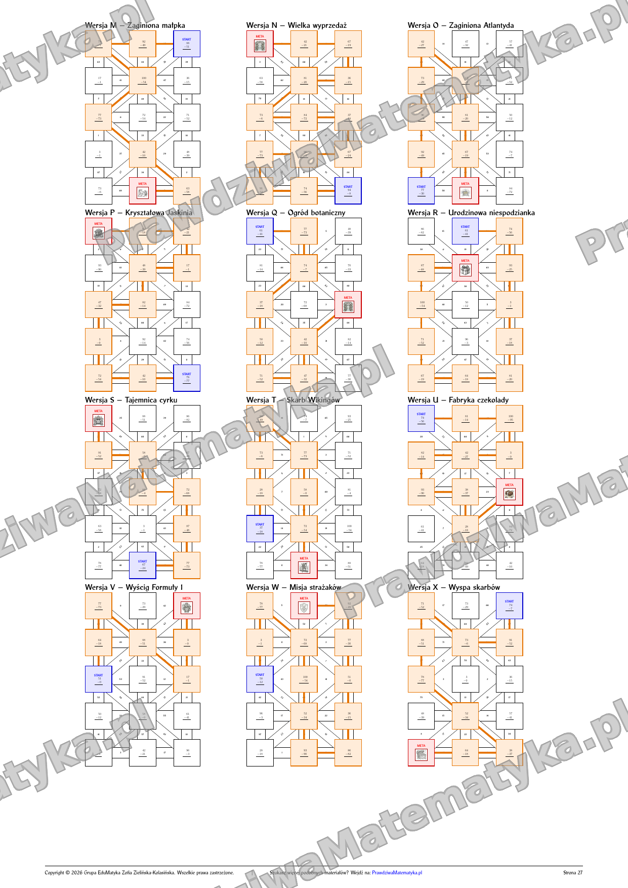 Labirynty matematyczne - Odejmowanie w zakresie 100 w zapisie pionowym - obrazek 3