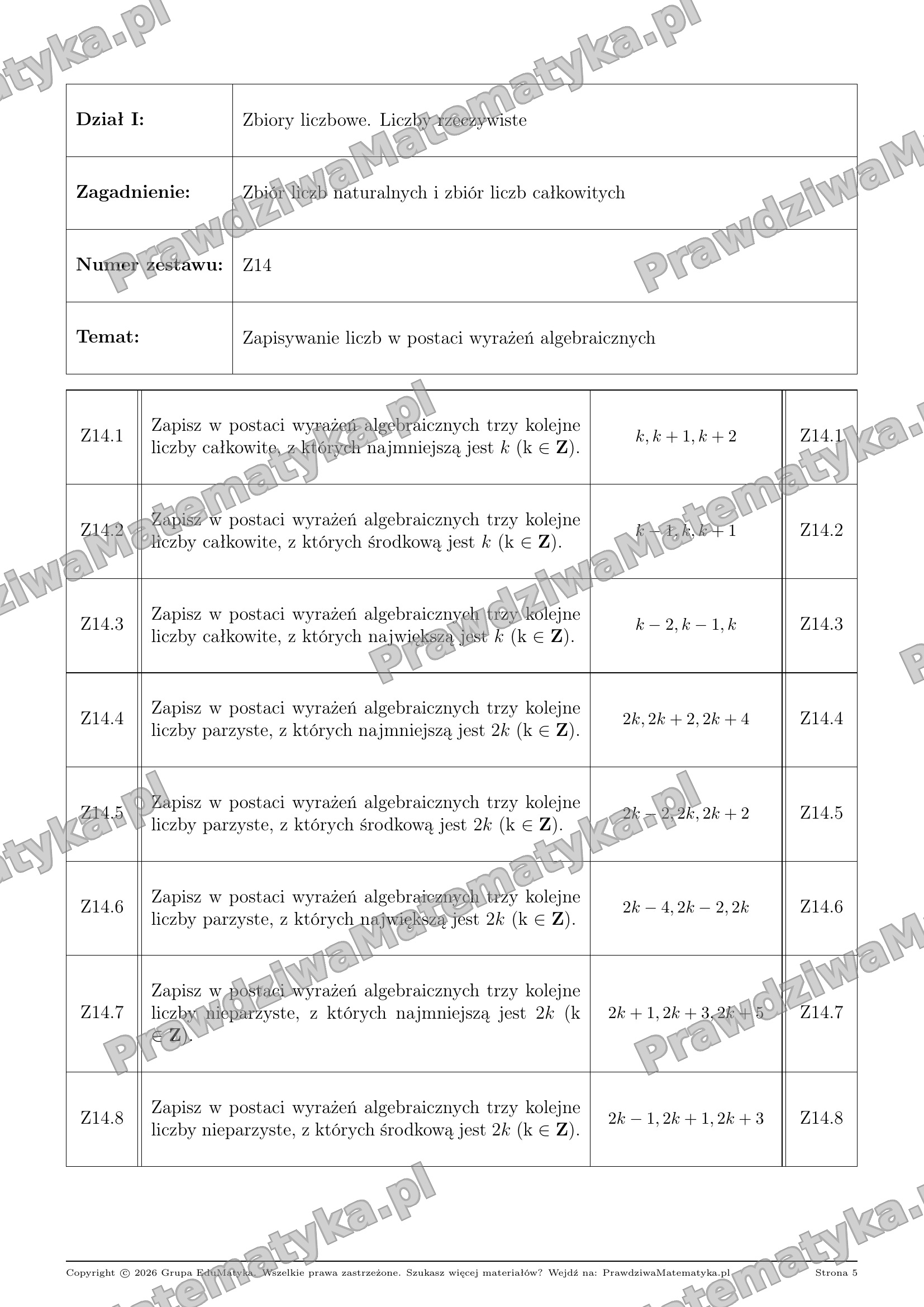 Bingo Liceum 1.1.14 - Zapisywanie liczb w postaci wyrażeń algebraicznych - obrazek 2