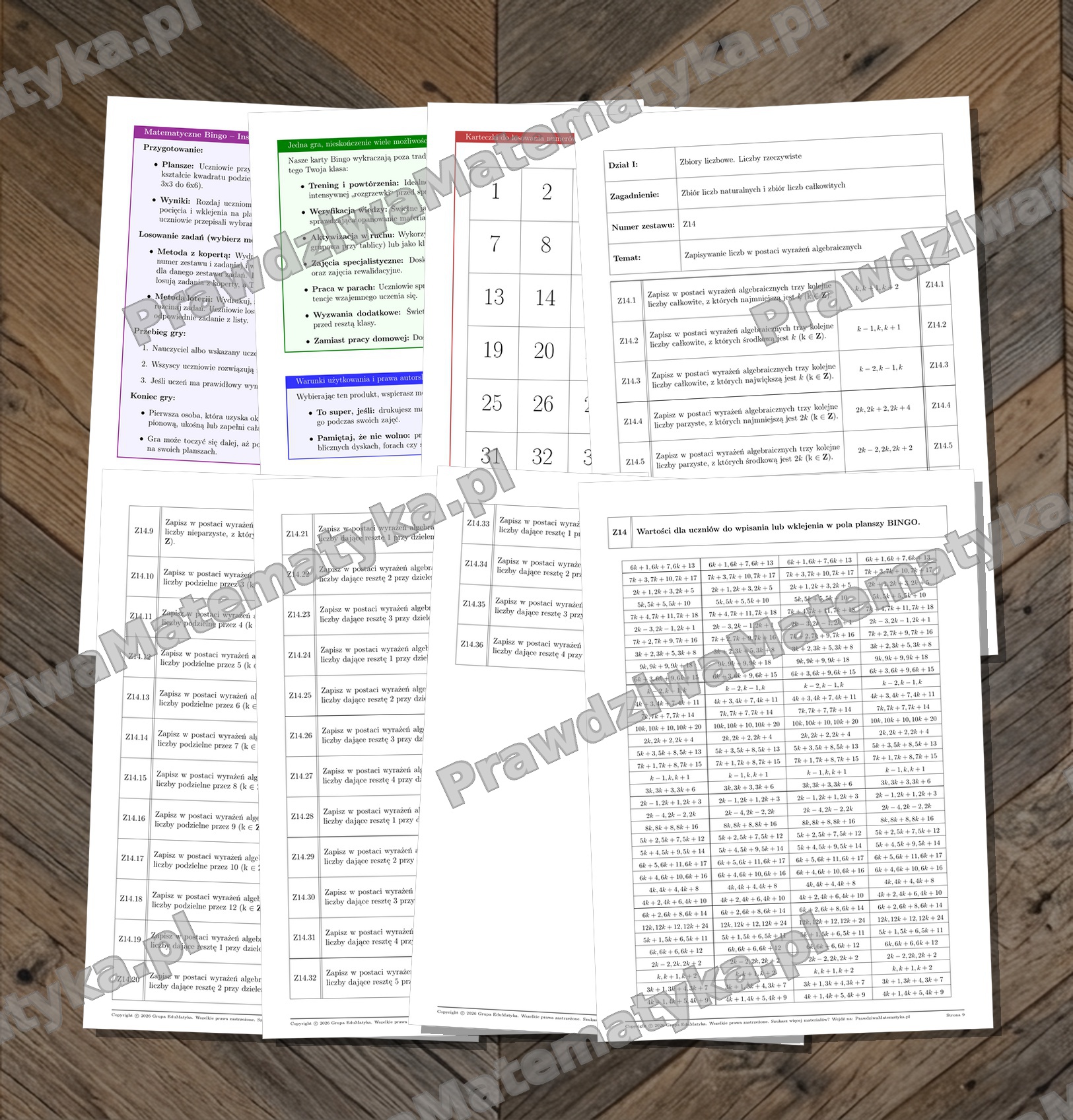 Bingo Liceum 1.1.14 - Zapisywanie liczb w postaci wyrażeń algebraicznych