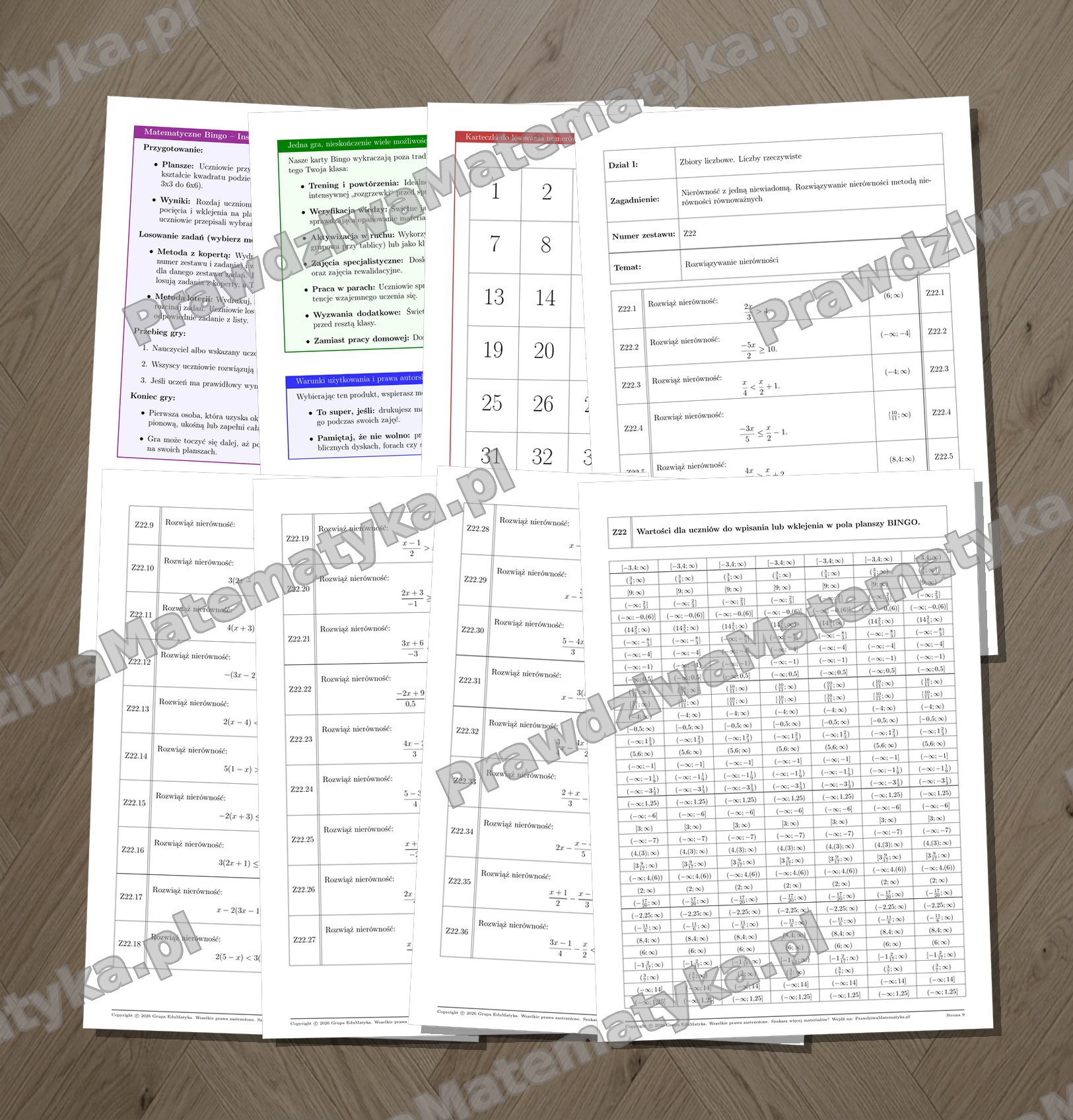 Bingo Liceum 1.1.22 - Rozwiązywanie nierówności
