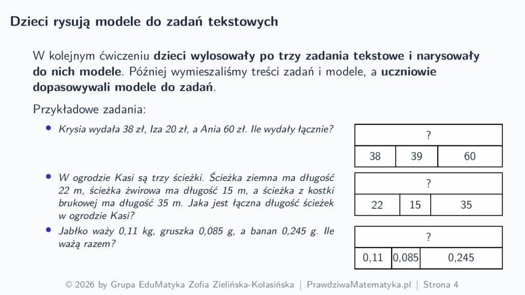 Domowa Akademia - Dzieci rysują modele do zadań tekstowych