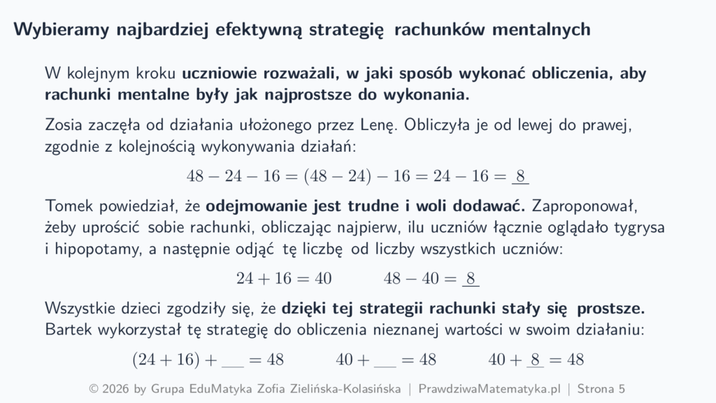 Domowa Akademia - Wybieramy najbardziej efektywną strategię rachunków mentalnych