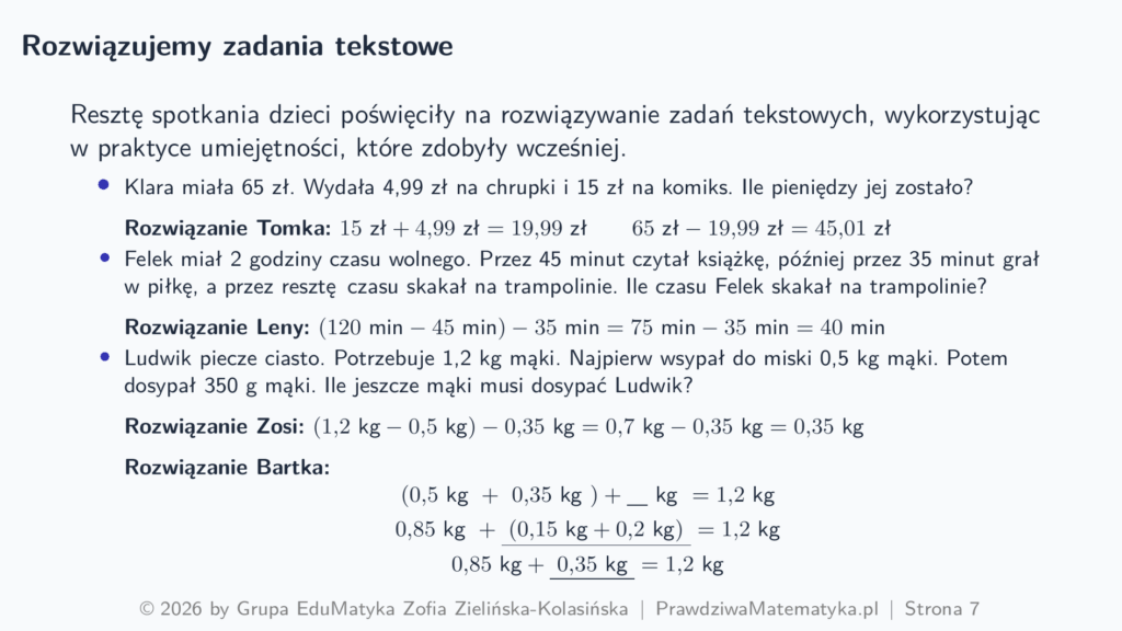 Domowa Akademia - Rozwiązujemy zadania tekstowe